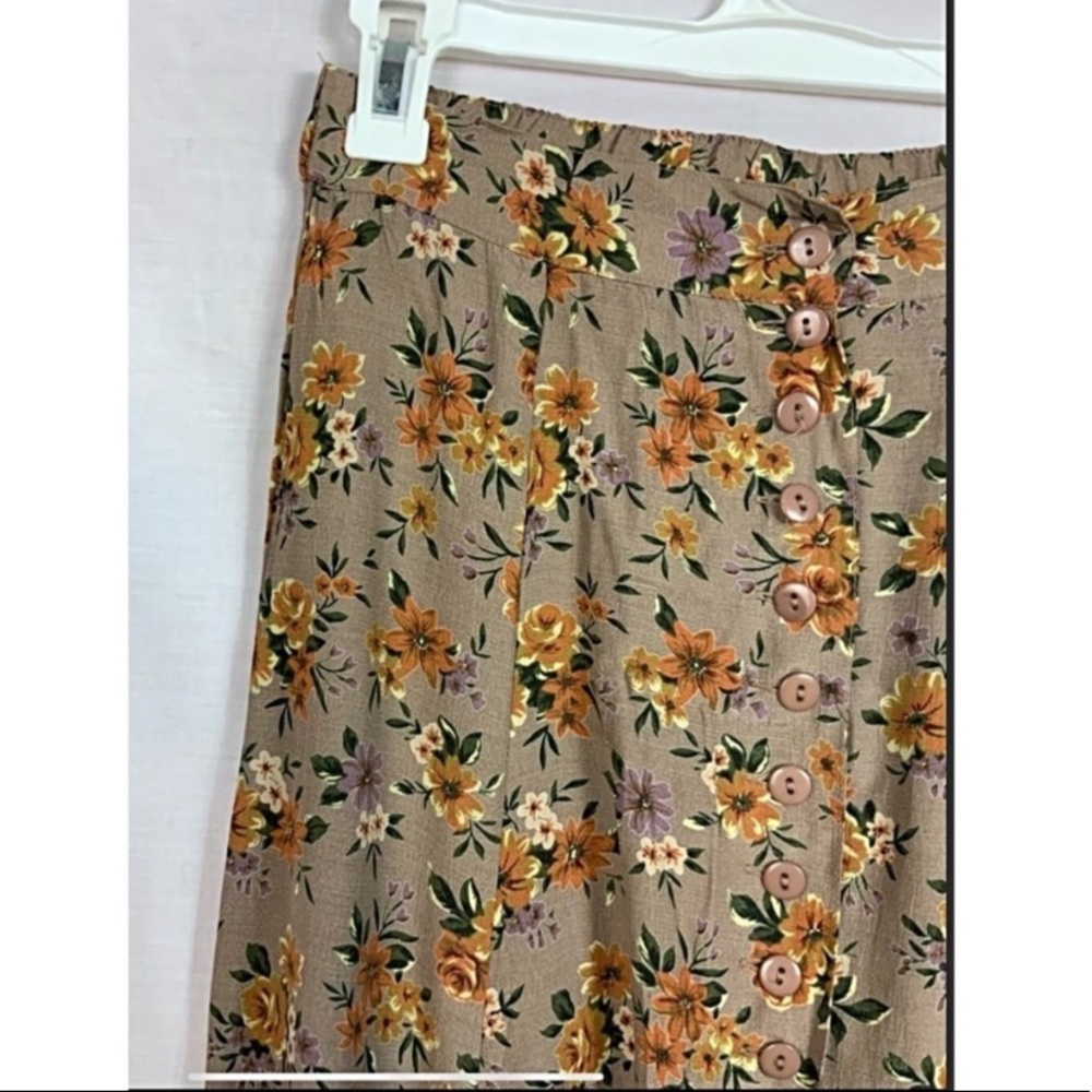Vintage floral print button down maxi skirt